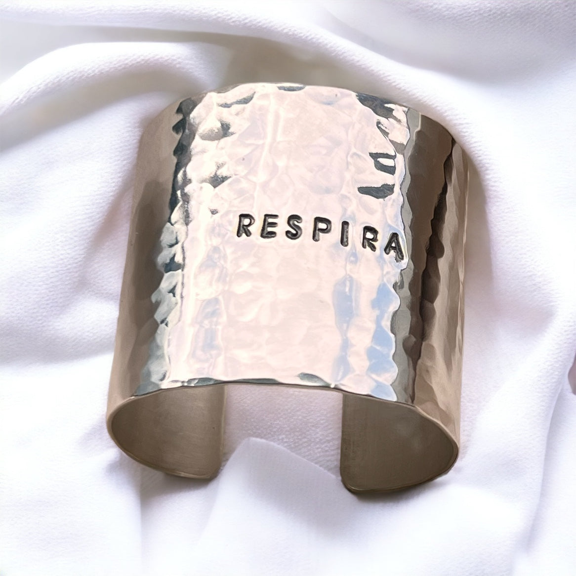 Bracciale 5 CM OTTONE BAGNO ARGENTO MARTELLATO